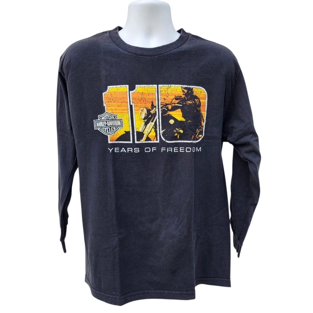 Harley-Davidson 110th Anniversary Long Sleeve Shirt Mens Large Black USA